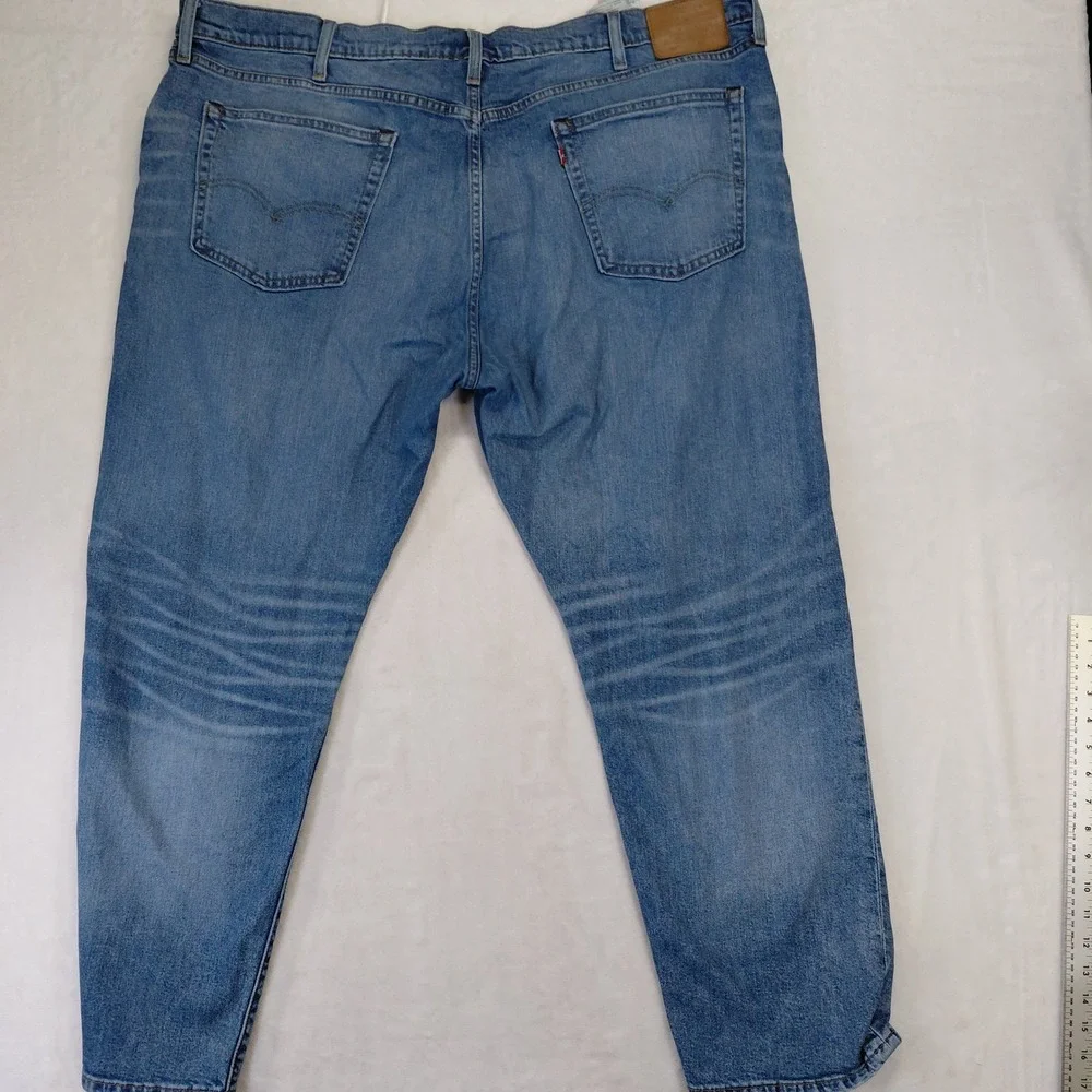 Levis 502 Regular Taper Jeans Mens 46x32 Blue Denim Distressed 59684-0081